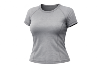 Athletic Gray T-Shirt for Women on transparent background design shoot