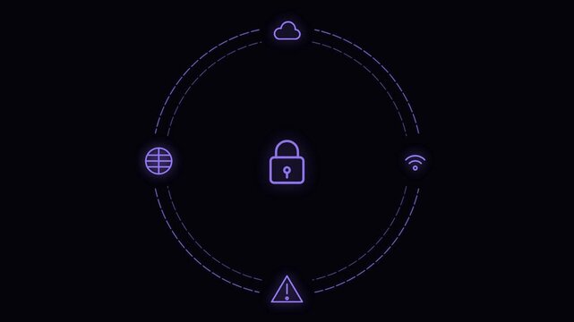 Digital Security Lock Icon Animation Loop.