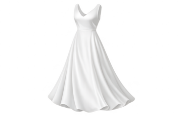 Elegant white dress isolated on transparent background for designers.