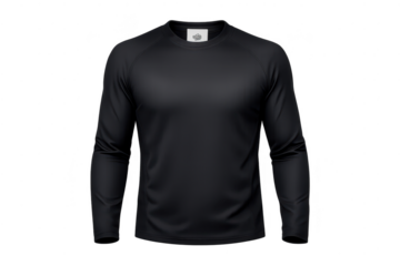 Black long sleeve shirt isolated on transparent background for design.