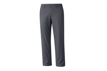 Gray trousers, apparel garment displayed on transparent background.