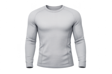 Gray long-sleeve shirt on transparent background, activewear concept