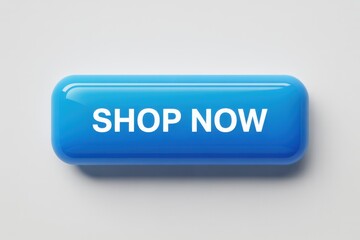 A clean digital of a single blue button with white text saying shop now