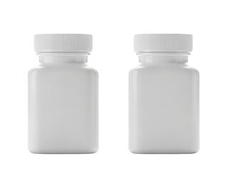 White plastic blank supplement vitamin medicine pill bottles on studio