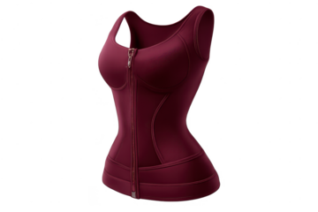 Burgundy shapewear with zipper on transparent background rendering