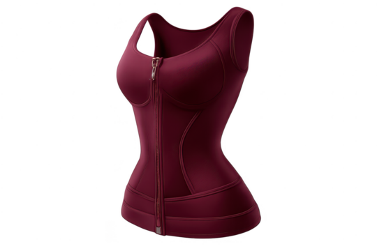 Burgundy shapewear with zipper on transparent background rendering - Powered by Adobe