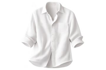 White Linen Shirt, Three Quarter Sleeves, Transparent Background Image