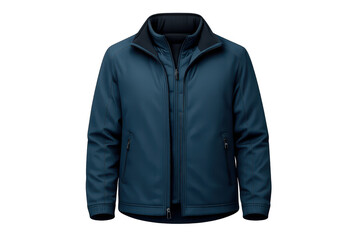 Stylish blue jacket, isolated on transparent background for web design.