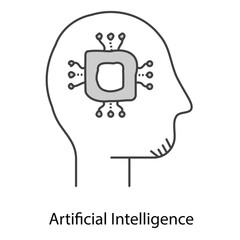 Artificial Intelligence Symbol Featuring Smart Cognitive Technology For Digital Transformation