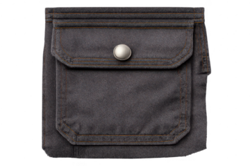 Dark denim pocket with button on transparent background, closeup shot