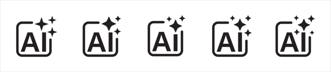 AI generation icon. Artificial intelligence symbol with spark. Generative AI magic badge. Smart technology automation sign. Solid glyph icon for UI UX interface and digital product design. © Mutinah