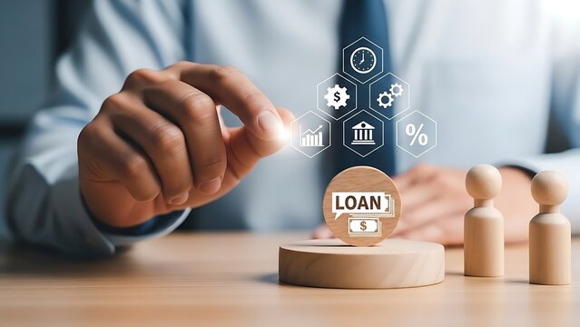 businessman holding a button with a key - Powered by Adobe