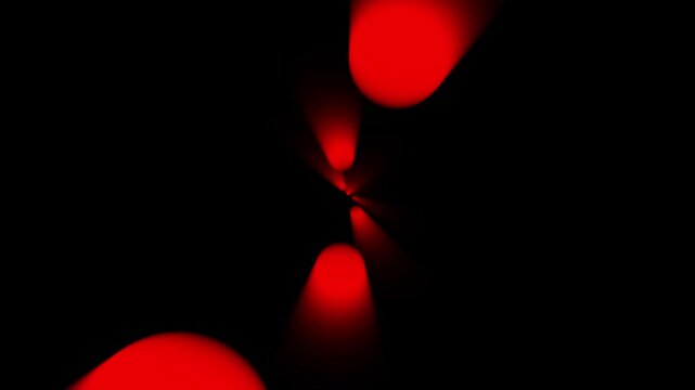 Abstract glowing red neon radial light rays with pattern animation motion effect on black background
