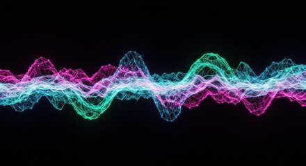 Abstract digital sound wave illustration against black background