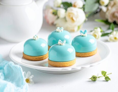 Petite Fours in hellblau