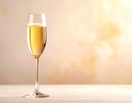 Copa de champagne elegante y simple con burbujas sutiles