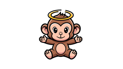Fototapeta premium Cute monkey with angel halo cartoon