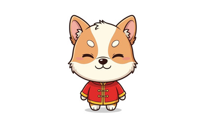 Obraz premium Corgi dog in red chinese clothes