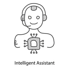 Intelligent Assistant Symbol Featuring Smart AI Technology For Virtual Assistance