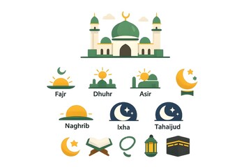 Fototapeta premium Islamic prayer times and symbols