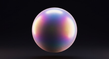 Iridescent sphere on dark background abstract visualization