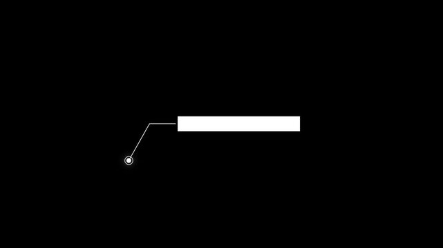 Simple HUD elements rectangle frame lines callout animation for text on black 4K video Animate a white callout for text. Motion graphics of digital HUD concept.