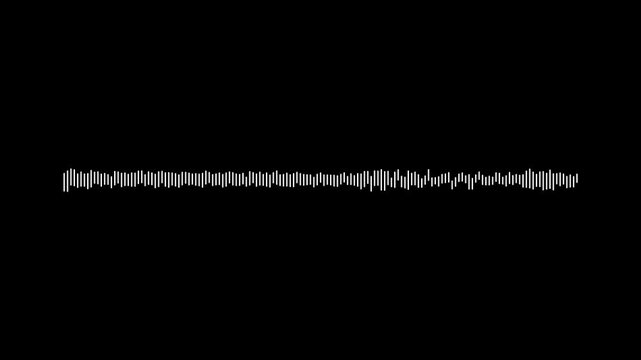 Black audio waveform spectrum animation. Alpha channel, spectrum audio animation, Wave form Audio isolated on transparent background. Motion graphics of audio wave symbol.