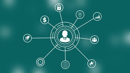 Social network icon animation, contacts concept animation. Connected people avatars or icon. networking, social media. Business success animation. Motion graphics of team network concept. - Powered by Adobe