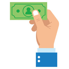 Hand holding green dollar bill with thumb