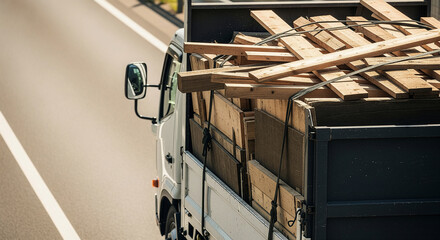 過積載とコピースペース（廃材を積んだ解体業者のトラック）ハイアングル