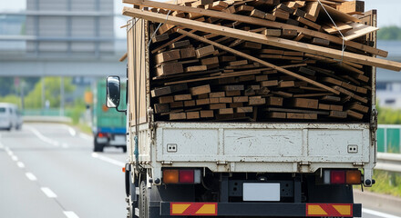 過積載（廃材を積んだ解体業者のトラック）