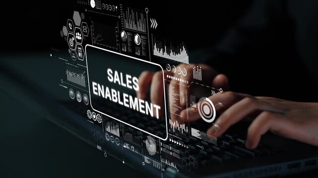 Modern Sales Enablement Concept with Data Analysis and Digital Tools for Business Success and Growth Strategies. Asymptotic smart data analytic.