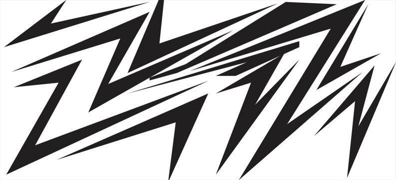 Abstract black and white background with spikes and zigzag line pattern