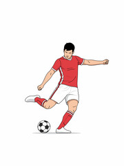 Obraz premium Soccer player preparing powerful kick in red jersey