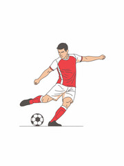 Fototapeta premium Male athlete kicking soccer ball with precision