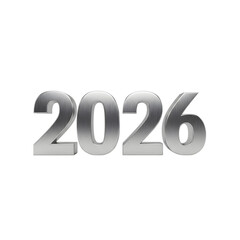 Shiny metallic 2026 isolated on transparent background