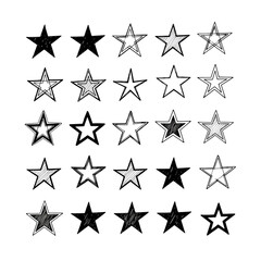 Gray stars isolated on transparent background