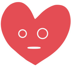 Neutral heart face expressing emotional uncertainty and silence