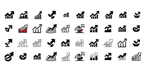 Business growth and finance icons for presentations and reports