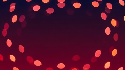Abstract Dark Red Background with Glowing Orange and Pink Bokeh Light Circles