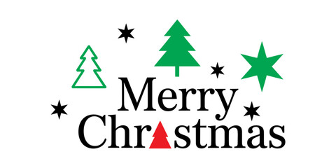 Merry Christmas greeting with festive tree and star decorations