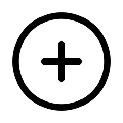 Minimalist Black Plus Icon in Circle &ndash; Modern Outline Vector Symbol for Add New, Create Task, Positive Increase, Medical Health, and Digital Interface UI Design Element