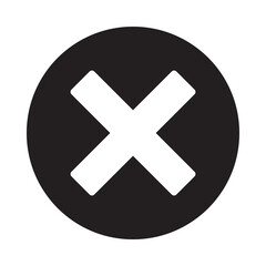 Minimalist Black Cross Icon Isolated on White Background &ndash; Bold X Symbol for Close, Delete, and Cancel Functions &ndash; Modern Geometric Interface UI Graphic for Web, Mobile Apps, and Digital Design