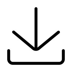 Minimalist Black Download Icon &ndash; Modern Outline Vector Symbol for Data Retrieval, File Save, Information Transfer, Digital Storage, and Web Interface UI Design Element