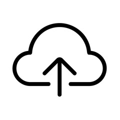 Minimalist Black Cloud Upload Icon &ndash; Modern Outline Vector Symbol for Data Sync, File Transfer, Cloud Computing, Online Storage, and Digital Backup Interface UI Design Element