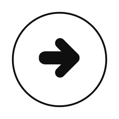 Minimalist Black Directional Right Arrow Icon in Thin Circular Frame &ndash; Bold Forward Navigation Symbol, Modern Interface UI Graphic for Web, Apps, and Digital Wayfinding &ndash; High-Resolution Vector Style 