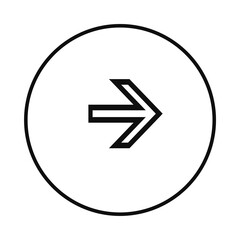Modern Double-Line Right Arrow Icon in Circle &ndash; Minimalist Black Outline Vector Symbol for Next Page, Forward Navigation, Proceed, and User Interface UI Design Element