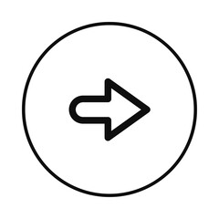 Modern Rounded Line Arrow Icon in Circle &ndash; Minimalist Black Outline Vector Symbol for Next Page, Forward Navigation, Proceed, and User Interface UI App Design Element