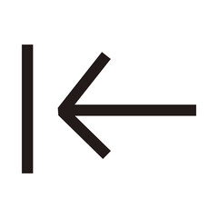 Minimalist Left Arrow with Vertical Bar Icon; Black Linear Vector Symbol for Back to Start, Previous Track, Skip Backward, and Media Player Navigation isolated on White Background