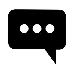 Black Speech Bubble Icon with Three Dots; Minimalist Chat Box Vector Illustration for Social Media, Communication, Message Notification, and Online Customer Support isolated on White Background
